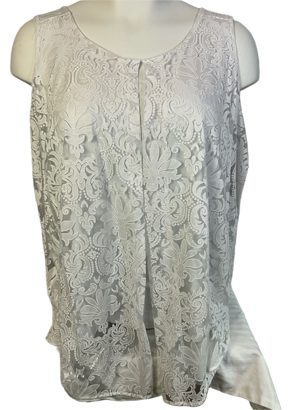 Notations White Floral Lace Overlay Sleeveless Blouse size 3X